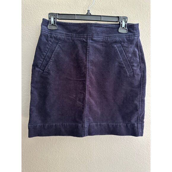 Loft Womens Corduroy‎ Navy Blue Skirt 0 mini pockets zipper cotton pencil - Picture 2 of 6